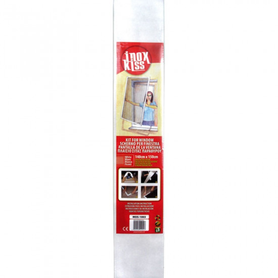 Inox Kiss Σίτα Παραθύρου με Πλαίσιο Λευκή 140x150 cm MOS1003