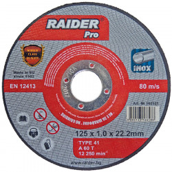 RAIDER Τροχός Κοπής Inox  125*1.0*22.2mm