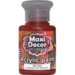Ακρυλικό χρώμα ΜΑ029-ΚΟΚΚΙΝΟ ΚΡΑΣΙΟΥ 60 ml Maxi Decor