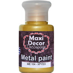 Ακρυλικό Μεταλλικό χρώμα ΜE104-ΧΡΥΣΟ 60ml Maxi Decor