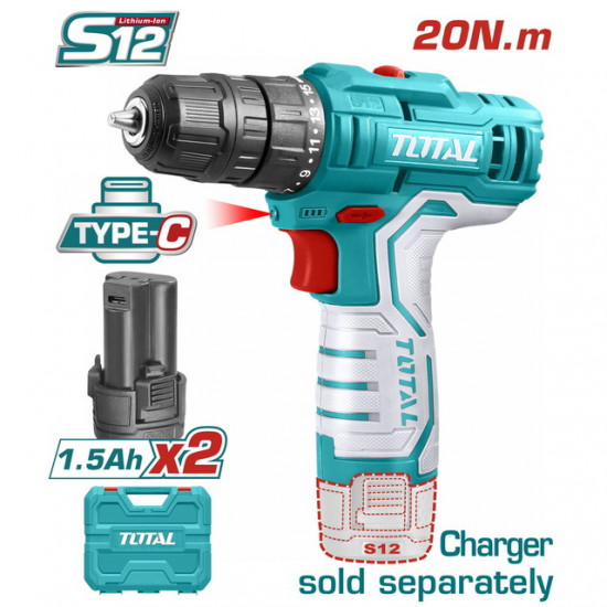 TOTAL ΔΡΑΠΑΝΟΚΑΤΣΑΒΙΔΟ ΜΠΑΤ. Li-ion 12V / 1.5Ah / 20Nm / 2 ΜΠΑΤ Type C 