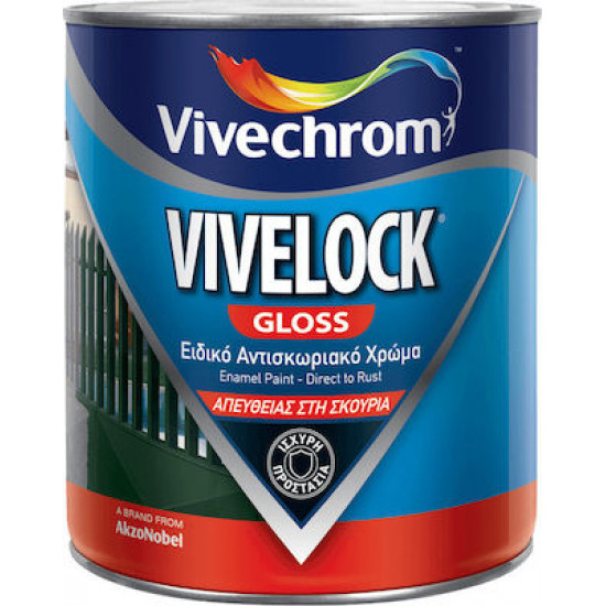 Vivechrom Αντισκωριακό Χρώμα Vivelock 0.75lt Μαύρο Γυαλιστερό
