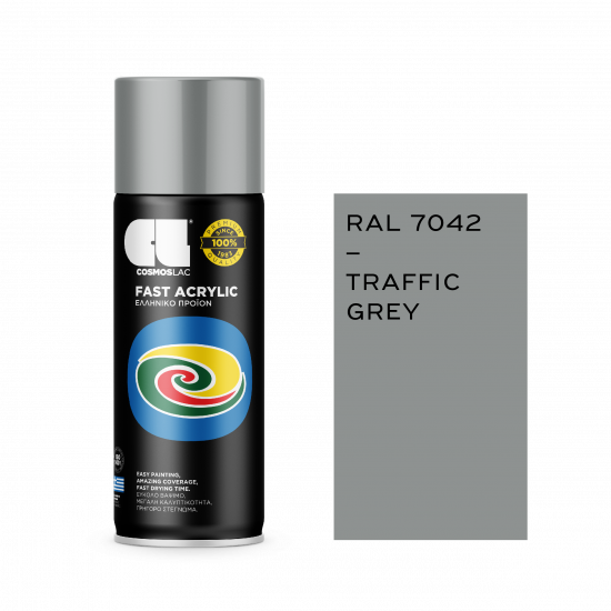 Σπρέι Γκρί Traffic RAL7042 Fast Acrylic 400ml Cosmoslac