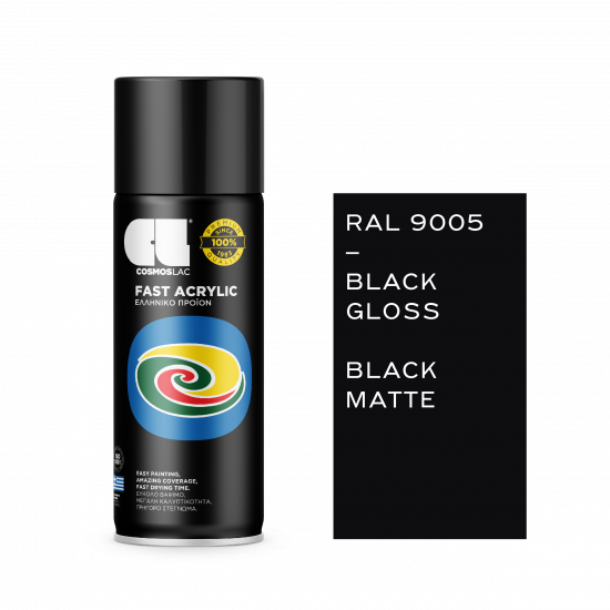 Σπρέι Μαύρο RAL9005 Fast Acrylic 400ml Cosmoslac