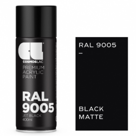 Σπρέι Βαφής Ακρυλικό Μαύρο Μάτ Ral9005 Premium Acrylic Νο304 400ml Cosmoslac