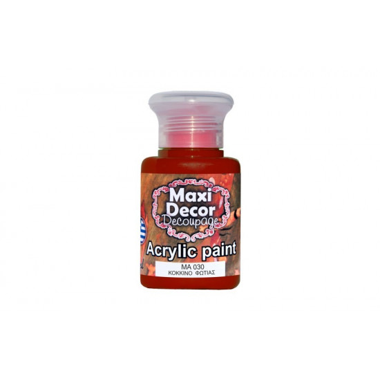 Ακρυλικό χρώμα ΜΑ030-Κόκκινο Φωτίας 60 ml Maxi Decor