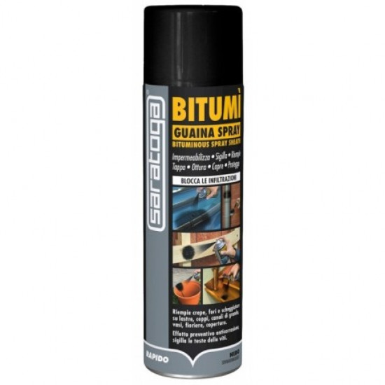 Σπρέι ΜΑΥΡΟ  μονωτικό σφράγισης διαρροών 500ml BITUMI SARATOGA