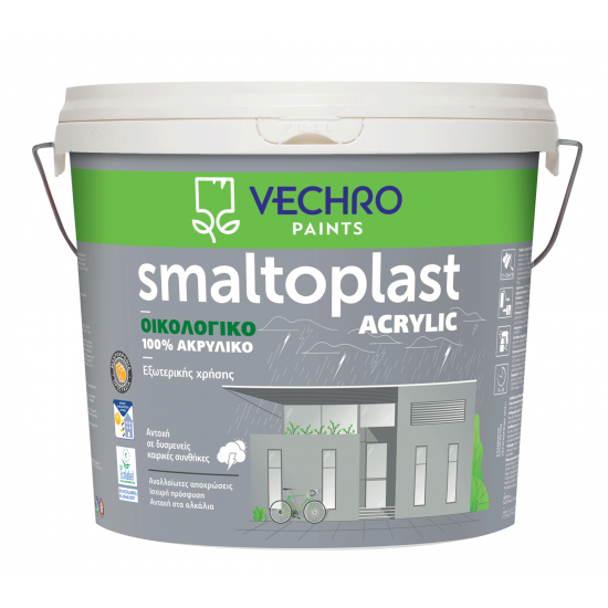 SMALTOPLAST 100% ΑΚΡΥΛΙΚΟ 10LT (100% ακρυλικο οικολογικο χρωμα εξωτερικων επιφανειων)